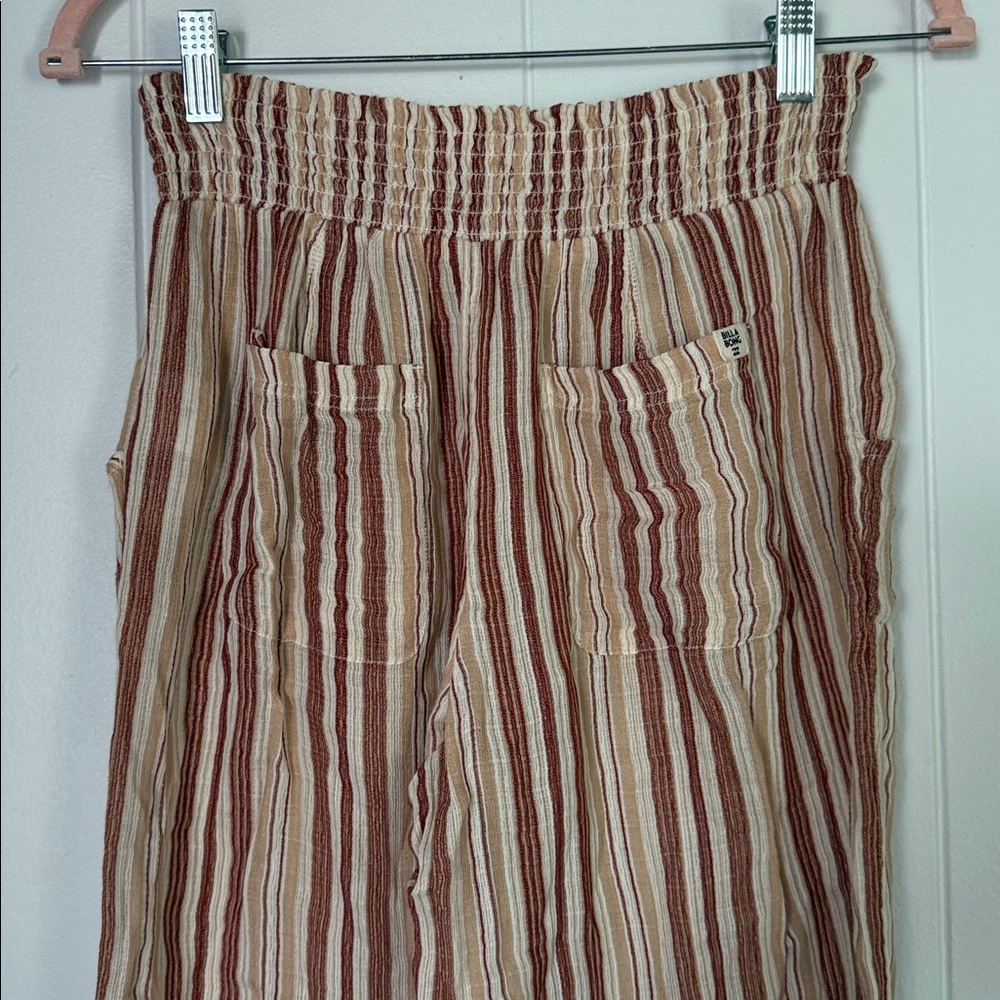 Billabong Striped Wide Leg Pants - Red and Cream